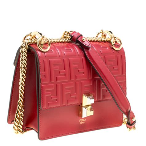 fendi kan i bag red|Fendi canvas shoulder bag.